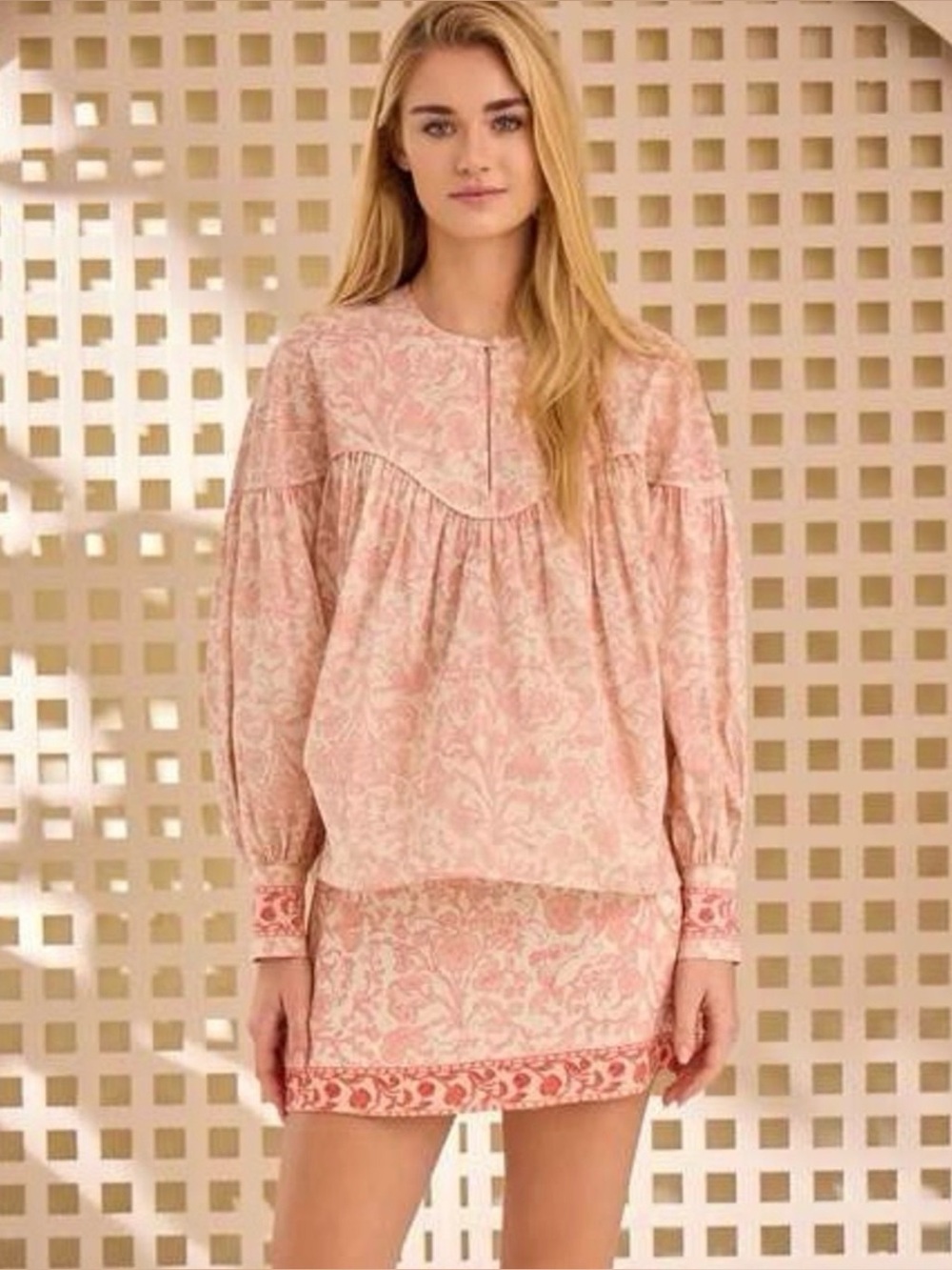 Hunter Bell Maya top Women's Blouse - Coral and Cream Floral